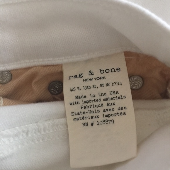 Rag & Bone The Skinny Jean In White- Size 26 - Picture 8 of 8